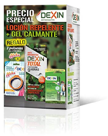 Dexin pack loción antimosquitos 6h+ gel calmante+ pulsera de citronela
