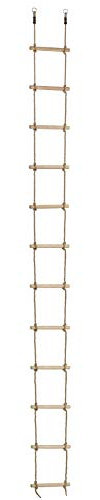 Gartenwelt Riegelsberger Premium Strickleiter für Kinder mit 12 Holzsprossen Länge 440 cm Seilleiter Trittleiter Hängeleiter Turngerät