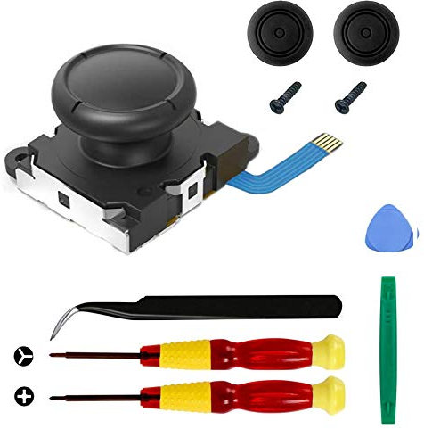 Veanic 3D-Joystick Analog Daumen-Stick für Nintendo Switch Joy-Con Controller – inklusive Tri-Wing & Cross Schraubendreher Werkzeug + 2 Thumbstick Caps