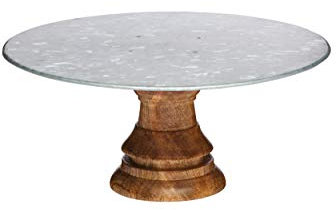 KitchenCraft Industrial Kitchen - Présentoir à Gâteau Vintage en Bois avec Plateau en Métal, Style Industriel, 19,5 cm