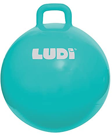 LUDI - Ballon Sauteur XXL Bleu - Jouet Sauteur Gonflable - Plastique PVC épais et résistant - Développe la motricité - Jouet d'intérieur et extérieur - Diamètre 55 cm - Dès 5 Ans