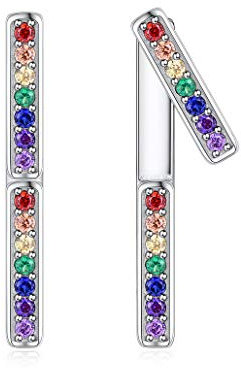 Silvora 925 Sterling Silber LGBT Farbverlauf Ohrring, Mode Styling Sterling Silber Ohrstecker, Amor Pfeil Styling Sterling Silber Ohrring