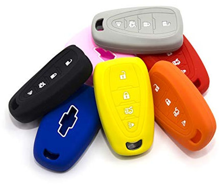 LIGHTKOREA 2 x 4-Tasten-Silikonschlüssel-Hülle für Funkschlüssel, kompatibel mit Chevrolet GM Fahrzeugen - Orange -