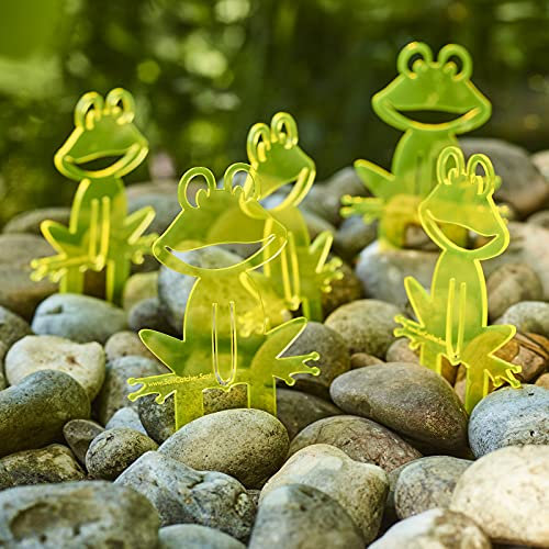 5X Sonnenfänger Gartenstecker Happy Frog, Deko Frosch 5er Set, Leuchtende Geschenk Idee für Garten und Teich, Farbe:Gelb