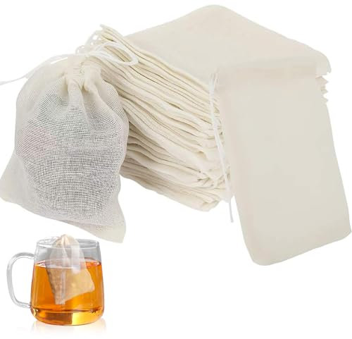50 Stück 6 x 8 cm Baumwollbeutel Klein, Baumwolltasche Klein mit Tunnelzug, Wiederverwendbare Gemüsebeutel, Weihnachten Baumwolle Musselin Beutel, Netzbeutel für Tee, Kaffee, Filter, Gewürze