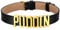 FOCALOOK Damen PU Leder Choker Kette goldfarben Metall Buchstaben PUDDIN kurze Halskette 19mm breit Gotik Punk Collier Accessoire Modeschmuck für Party