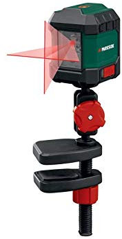 Parkside Cross Line Laser Level - Self-Levelling, Vertical Alignment, 7m Range, Red/Green LED, 376g
