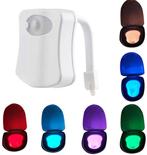 SH-RuiDu Toilet Light, 8-Color Changeable, Motion Sensor Activated, LED, ABS Material, Multicolor, Bathroom Toilet Bowl Night Light