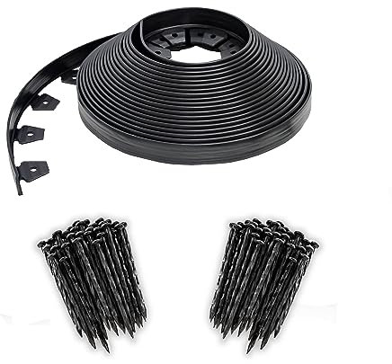 EasyFlex Bordure de Paysage No-Dig avec Pointes d'ancrage en Bonus, Bordure de Jardin Droite en Plastique, 3,8 cm, kit de 30,5 m, Noir