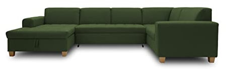 DOMO. collection Wohnlandschaft Sugar, Sofa, Couch, Polstergarnitur, Moderne U-Form, 162 x 333 x 199 cm, grün