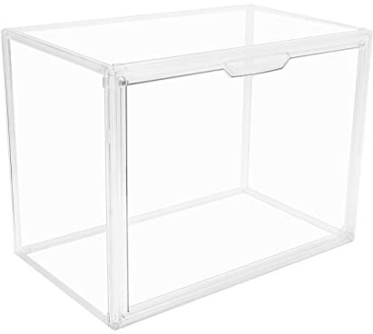 Clear Stackable Plastic Storage Bins with Magnetic Attraction Lid, Dustproof Book & Cosmetic Display Cases, Large Figures Collectibles Showcase, Shoe Box, Protection Organizer for Purse, Handbag, Hat