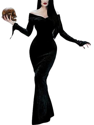 NANAMEEI Women's Halloween Vintage Costume Party Dress Gothic Dress Renaissance Cosplay Black M