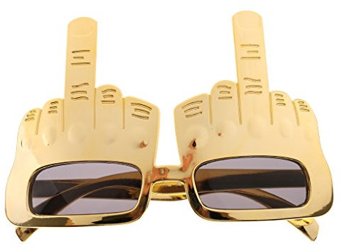 Neuheit Mittelfinger Geste Sonnenbrille Flip The Bird Party Brille Golden
