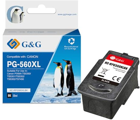 G&G Druckerpatronen Kompatibel mit Canon 560 PG-560XL für Canon Pixma TS5350 TS5351 TS5352 TS5353 TS7450 (1 Schwarz)
