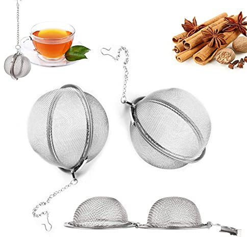 3 Pcs Tea Strainer Infuser Ball - Stainless Steel Mesh Tea Filter for Leaves Spice Herb Filter Fruit Squeeze - 3.5in / 9cm Diameter