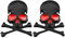 2 Stück 3D Schädel Zink Legierung Metall Auto Aufkleber Schädel Emblem Abzeichen Auto Styling Aufkleber Zubehör für Auto Motorrad (schwarz-rot)