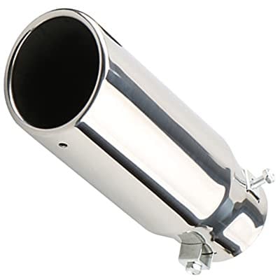 63mm Auto Auspuffrohr Schalldämpfer, Edelstahl Auspuffblende Auto Auspuffrohr Gerade Endrohr Auspuff Auspuffanlage Universal Auspuffendrohr Lufteinlass 63mm Luftauslass 76mm, Lange 215mm