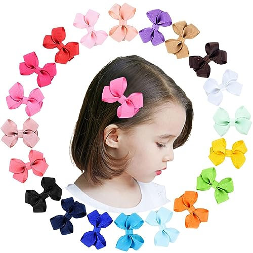 Tadipri 20 Colori Diversi Fiocchi per Capelli per Neonate,Bambina,Forcine a Fiocco,Mollette per Capelli,Capelli Accessori Fermagli per Capelli con Alligatore Ricoperto di Nastro Intero