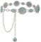 WHIPPY Damen Concho Kettengürtel taillenkette Türkis Taille Gürtel verstellbarer Metall Western Cowgirl Gürtel für Kleid，Silber 110cm