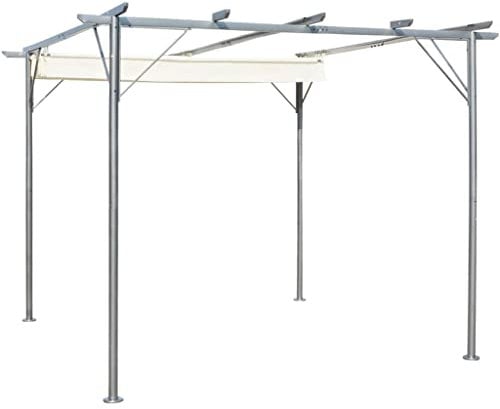 Pergola mit ausziehbarem Dach cremeweiß 3x3m Stahl Dachartikelfarbe cremeweiß