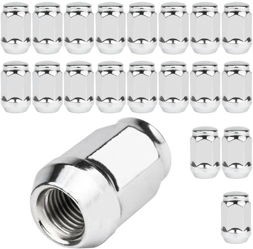 GAsupply 20pcs M12x1.5 Tapered Seat Alloy Wheel Nuts with 19 Hex, Compatible with Most Ford Focus Fiesta Fusion Escort Mondeo Kuga C-max, Closed End Lug Nuts Aftermarket Wheel Nuts(Chrome)