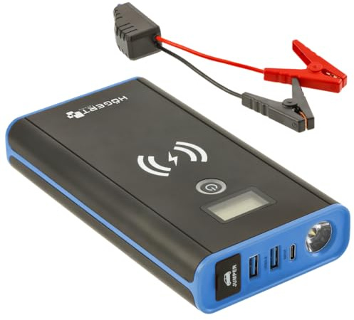 HÖGERT TECHNIK - Autostarter, Starter mit induktivem Ladegerät, Starter-Powerbank für Autobatterie, Starter-Powerbank, Eingebautes induktives Ladegerät 10W, Anlaufstrom 400A, Spitzenstrom 800A