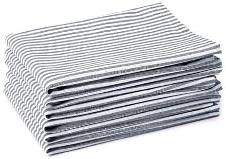Encasa Stoffservietten 6er-Set | Tickende Marineblau | Umweltfreundliche recycelte Baumwolle | Größe 45x45 cm | Servietten für die Esstischdekoration – waschbar und wiederverwendbar