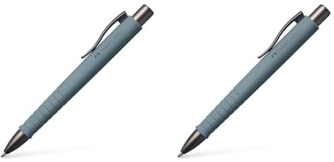 Faber-Castell 241188 - Kugelschreiber Poly Ball, urban stone grey, 1 Stück, mit auswechselbarer Mine, dokumentenecht (Packung mit 2)