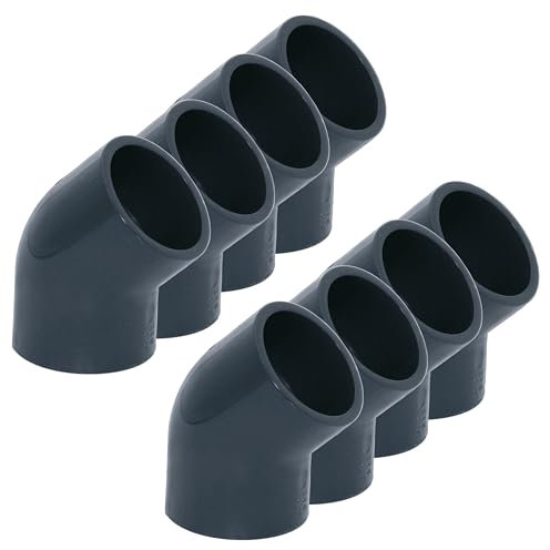 HAF® 8X PVC Fittings Winkel 45° mit 2X 50mm Klebemuffe - Winkelverbinder aus grauem PVC-U für Rohranschlüsse, Poolverrohrungen und vieles mehr... Qualität: Made in Europe. Menge: 8 Stück