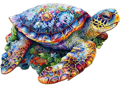 Holzpuzzle Erwachsene, 240 Teile Schildkröte Holz Puzzle Erwachsene, 34x22.9cm Wooden Puzzle, Unregelmäßige Einzigartige Puzzle, Holzpuzzle Tierform, Holz Puzzle Mit Geschenkbox Aus Holz