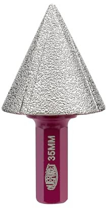 QUEFORET Mèches de Chanfrein Diamant 35mm - Fraise pour Meuler Arrondir Tailler les Trous dans le Carrelage Céramique Porcelaine Marbre Granit, Tige Hexagonale