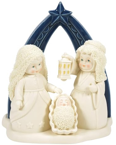 Department 56 Snowbabies Krippenfigur Mitternachtsfamilie, transparent, 15 cm, Mehrfarbig