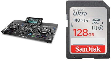 Denon DJ SC LIVE 4 - Standalone DJ Controller, 4-Channel Mixer & SanDisk 128GB Ultra SDXC card up to 140 MB/s with A1 App Performance UHS-I Class 10 U1