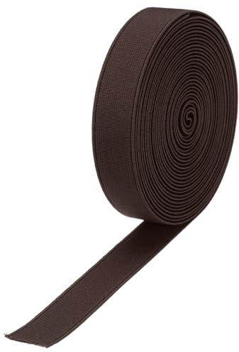 QUARKZMAN Elastikbänder zum Nähen 1,5 cm 5 Yard/15ft Dunkelbrauner Strick-Elastikfaden Hohe Elastizität für Perücken, Bund, Hosen