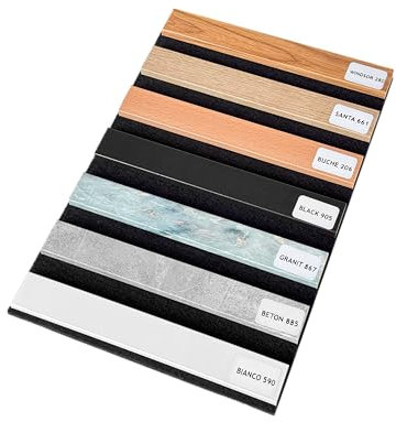 wohnartig® Akustikpaneele 1,485m² - 275cm x 54cm | Muster Farben: Eiche Santa, Eiche Windsor, Beton, Bianco, Granit, Schwarz, Buche | Wandverkleidung | Akustikpaneel | Wandpaneele auf filz