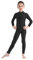 Yruioon Mädchen Turnanzug Langarm Gymnastikanzug Stretch Ballettanzug Ganzkörper Trikotanzug Leotard Sport Body Overall Jumpsuit Schwarz 134-140
