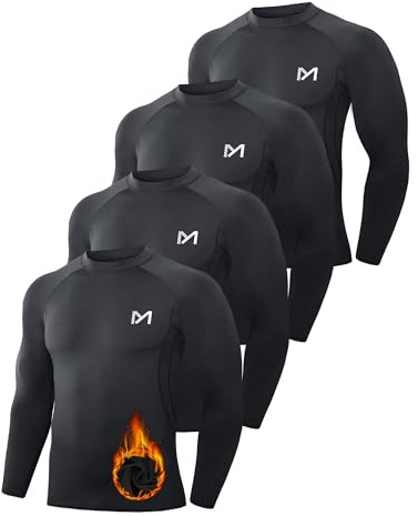 MEETWEE Herren Thermounterwäsche Oberteile, Thermoshirt Langarm Kompressionsshirt Funktionsshirt Atmungsaktiv Thermounterhemd Männer Sportshirt für Running Fitness Gym
