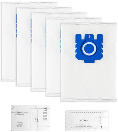 SHUOMAO 5-PACK Bag for Miele Hoover,3D Efficiency GN Dust Bag for Miele Classic C1, Complete C1/C2/C3, S227, S240, S270, S400, S2, S5, S8 Series Vacuum Cleaner,Motor Protection & Exhaust Filters