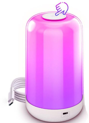 AoLa LED Smart Tischlampe Akku Kabellose RGB tischleuchte USB Aufladbar,Bluetooth Nachttischleuchte mit App Steuerung Musik Sync,Touch Dimmbare Nachtlicht,Timer,für Bar Schlafzimmer Wohnzimmer