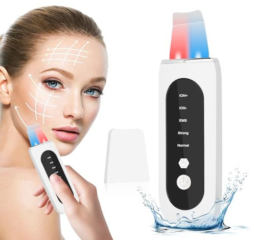 Sweetone Pulizia Viso Ultrasuoni, Skin Scrubber Spatola Ultrasuoni Pulizia Viso con 5 Modalità Regolabili per Pulizia Profonda la Viso Peeling e Rimozione e Punti Neri Rimozione