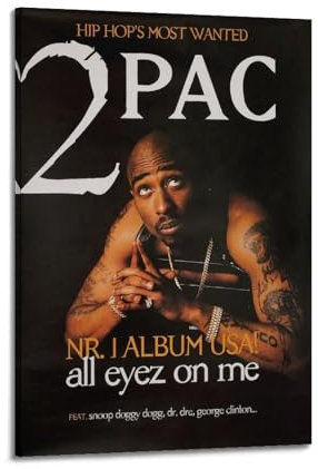 2Pac All Eyez on MeArtist Albumcover-Poster, Leinwand, Gemälde, Poster, Ölgemälde, Druck, Poster, Kunstalbum, Wohnzimmer-Dekoration, Leinwand, Art-Deco, Wanddekoration, 30 x 45 cm, rahmenstabil