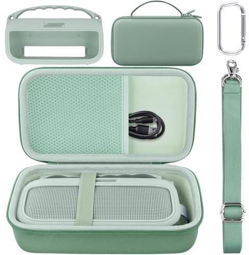 co2CREA Hard Travel Cover and Silicone Case Combo for Bose SoundLink Flex (2nd Gen) Speaker, Protective Bag with Carabiner and Shoulder Strap