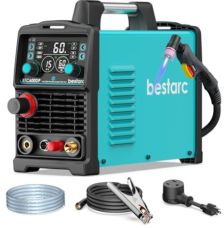 bestarc Plasma Cutting Machine, Pilot Arc, Large Display LED Screen, Air Sensor, 60A Dual Voltage 110/220V, 1/2 Clean Cut, Max Cut 2/4T, 2T/4T Mesh Post Gas for DIY