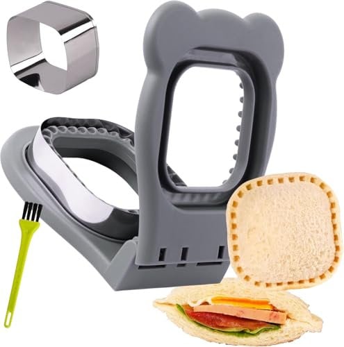 Sandwich Maker Sealer Cutter, Crustless Sandwich Cutter, PB&J Uncrustable Maker - Color Grey, Square Shape