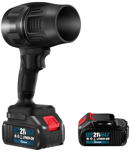 Saker Tragbarer Staubreiniger, kabellos, Laubbläser, Handgebläse, 180.000 U/min, mit 2 × 4000 mAh Batterien für Terrassenreinigung, Blätter, Trocknen, Camping, Schwarz