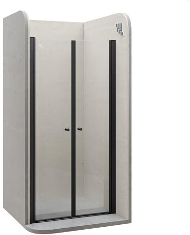 Moments of Glass Mampara Lima Black 92cm (Ajustable 92-96) x 180 cm de altura - Cristal templado 6mm, Negro