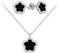 Evensee 925 Silber Vierblättrige Kleeblatt Ohrstecker und Halsketten Schmuck Set mit Schwarz Onyx,Elegante Geschenke für Frauen & Mädchen Valentinstag Geburtstag