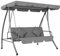 Outsunny Outdoor 2-in-1 Swing Chair Lounger 3 Seater Garden Swing Seat Bed Hammock Bed Convertible Tilt Canopy W/Cushion, Light Grey