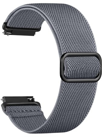 Maledan Uhrenarmband 18mm Kompatibel mit Garmin Venu 3S Armband Venu 2S Vivoactive 4S Armband, Elastisch Nylon Sport Loop Band für Garmin Forerunner 265S 255S Vivomove 3S für Damen Herren, Grau