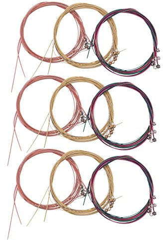 Wzxksoac 9 Sets Guitar Strings Replacement Steel String for Acoustic Guitar (3 Brass Set, 3 Copper Set and 3 Multicolor Set)